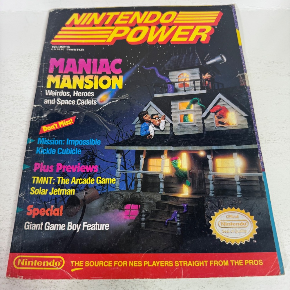 Nintendo Power Magazine Volume 16 Sep/Oct 1990 Maniac Mansion Poster
